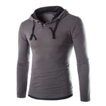 Gray Men's Stylish Hooded T-Shirt