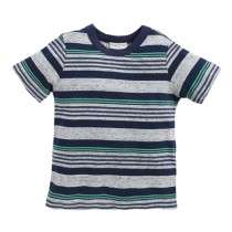 Stylish Navy Green Stripes Half Sleeves T-Shirt